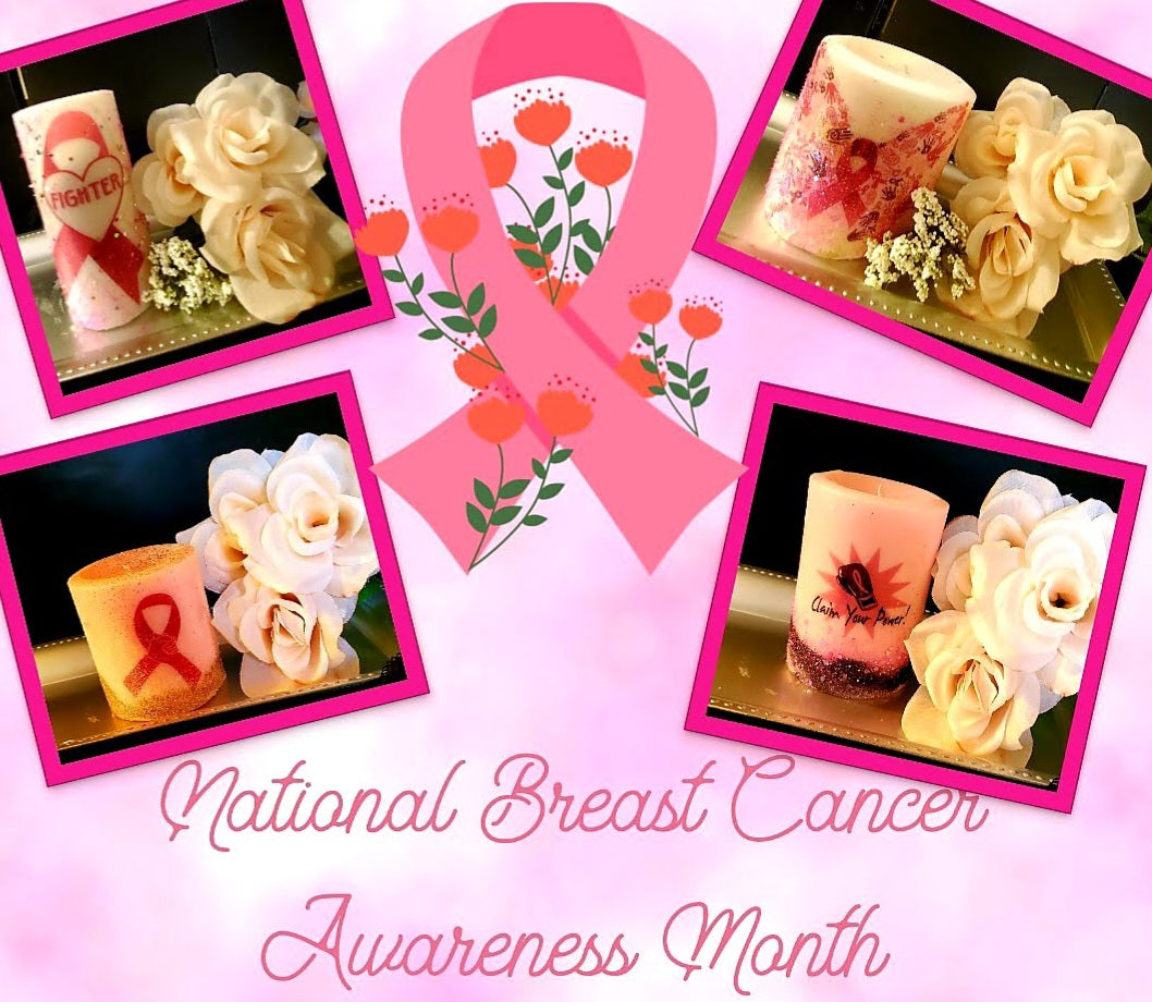 3pc Breast Cancer Awareness Pillar Candle Set