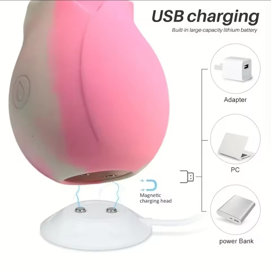 9 Frequency Gradient Rose Shape Vagina Sucking Vibrator G-spot Stimulator Vaginal Nipple Sucker Oral Licking Women Sex Toy