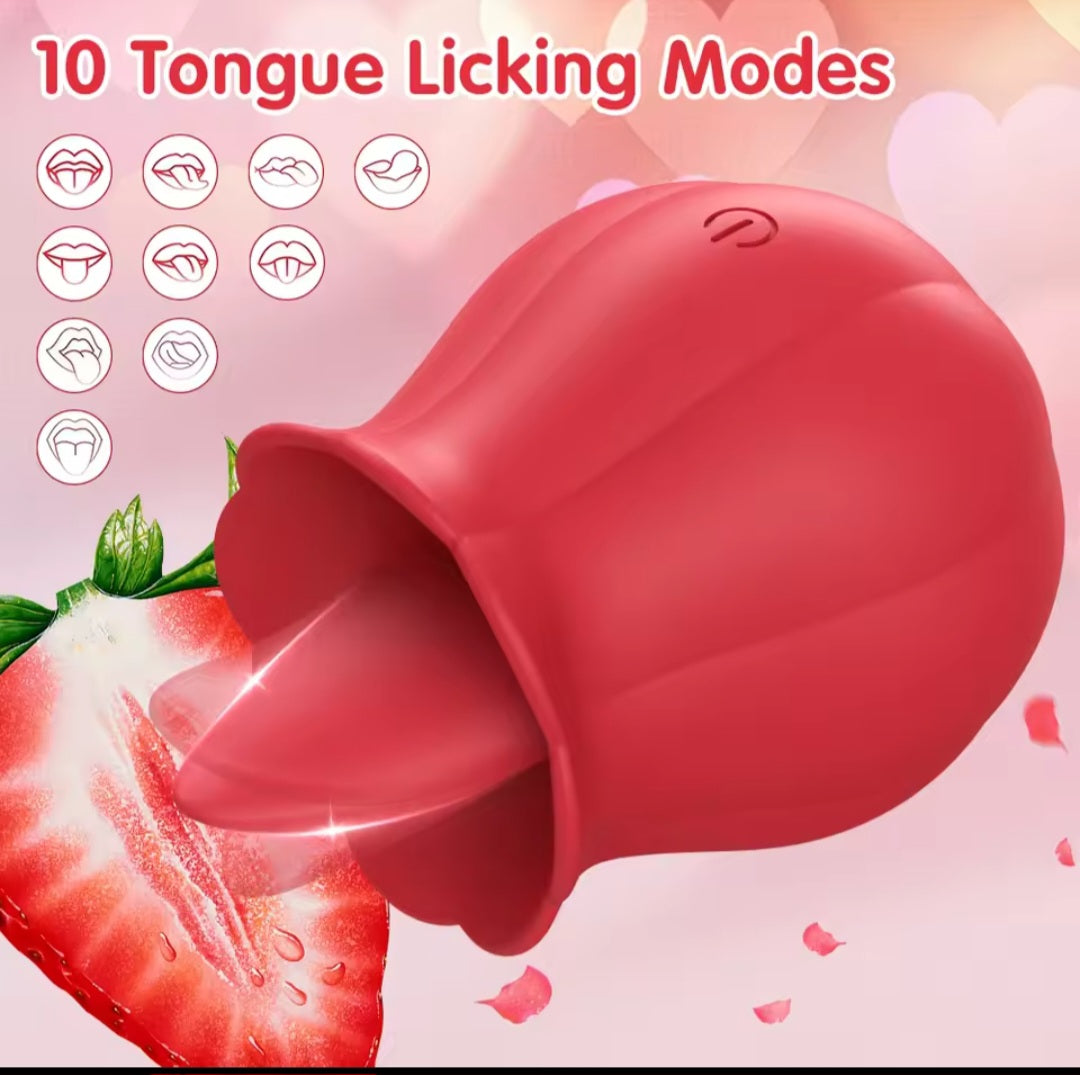 Rose Licking Dildo Vibrator Nipple Clitoral Stimulator