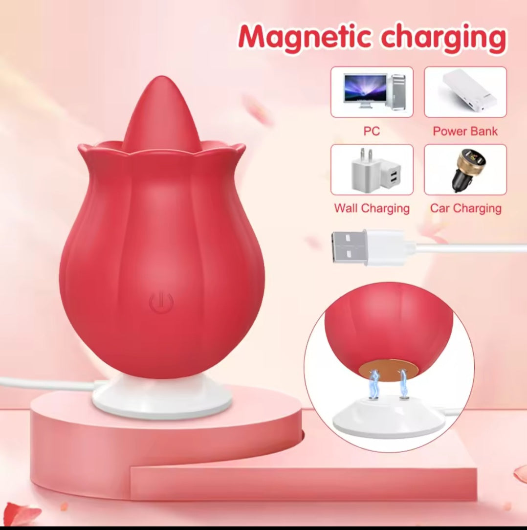 Rose Licking Dildo Vibrator Nipple Clitoral Stimulator
