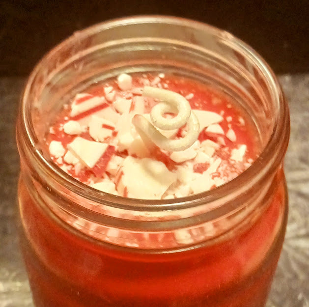 2pc Set Twisted Peppermint & Vanilla Scented Mason Jar Candle/Green